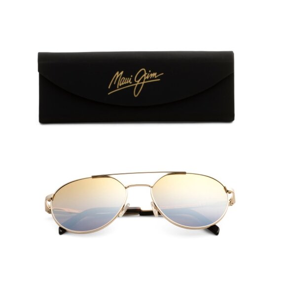 MAUI JIM Gold 55mm Aviator Sunglasses - Picture 1 of 2